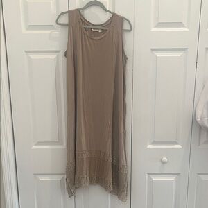 LOGO by Lori Goldstein Asymmetrical Tan Dress